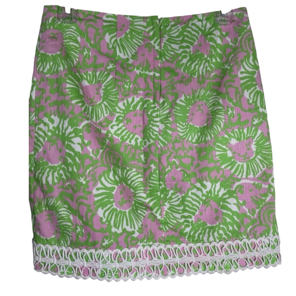 LILLY PULITZER Playful “Sunnyside Lion” Skirt in Green/Pink Size 12 — GORGEOUS! - Picture 3 of 9